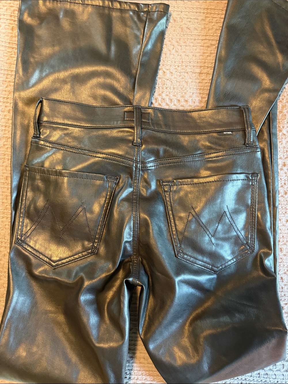 MOTHER Black Faux Leather Flare Pants - Picture 7 of 7